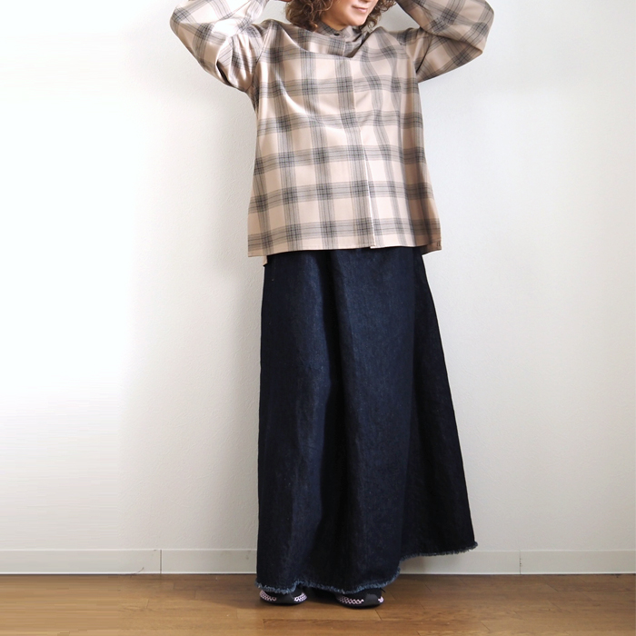 squady（スカディ） バンドカラー長袖チェックシャツ レディース 20代