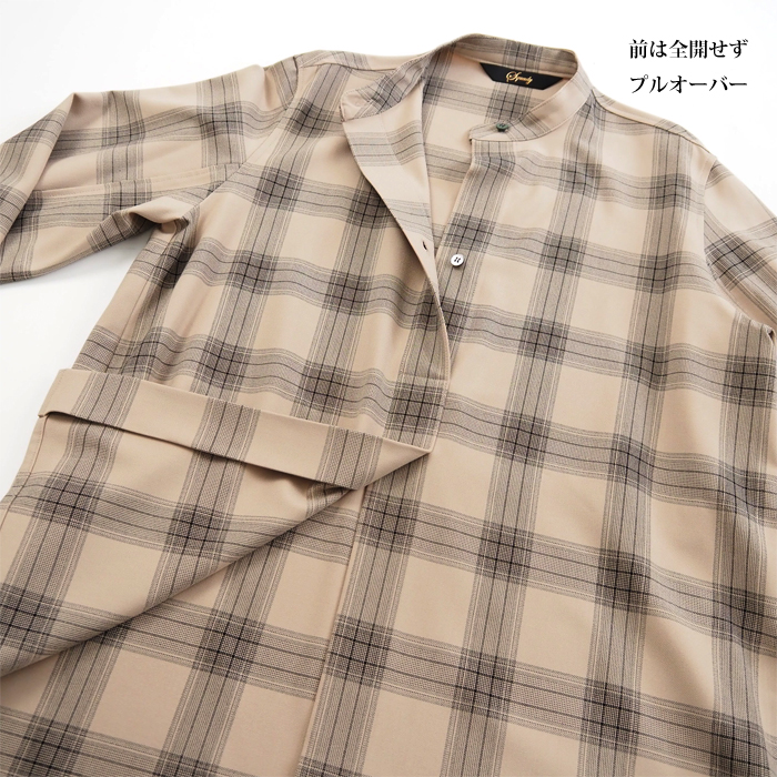 squady（スカディ） バンドカラー長袖チェックシャツ レディース 20代