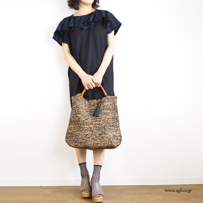 mononogu (もののぐ) ワンハンドルトートバッグ マダガスカルラフィア 日本製 レディース