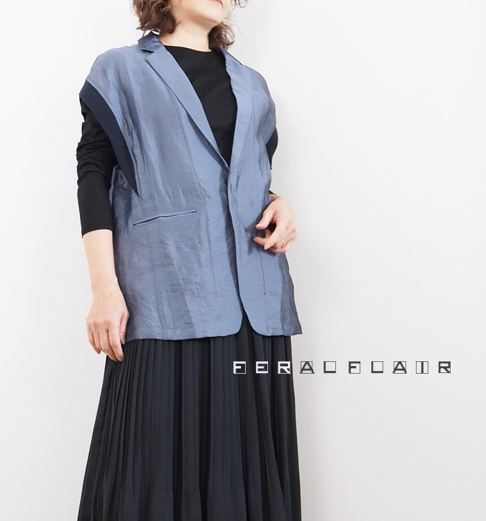 テーラードジレ ベスト サックスグレー レディース フィラルフレア FERAL FLAIR FERAL FLAIR テーラードジレ ベスト サックスグレー レディース