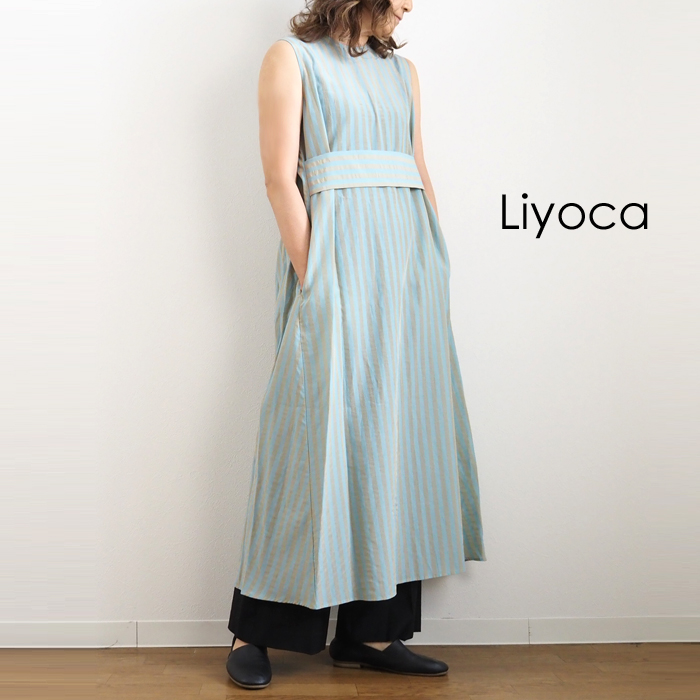 Liyoca リヨカ ワンピース ストライプマキシワンピ ノースリーブ