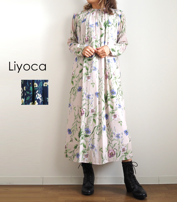 ロングワンピース ボタニカルプリント Liyoca リヨカ レディース