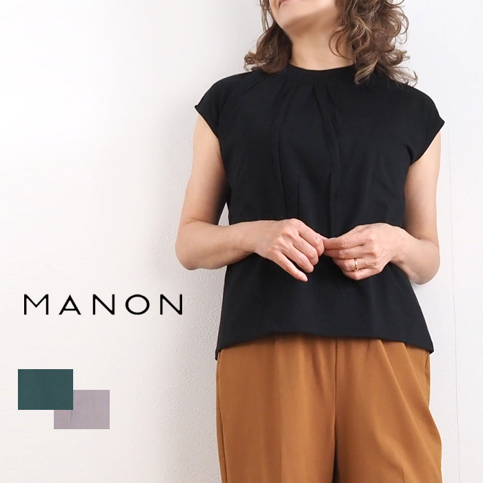 MANON マノン カットソー フレンチスリーブ モックTシャツ レディース