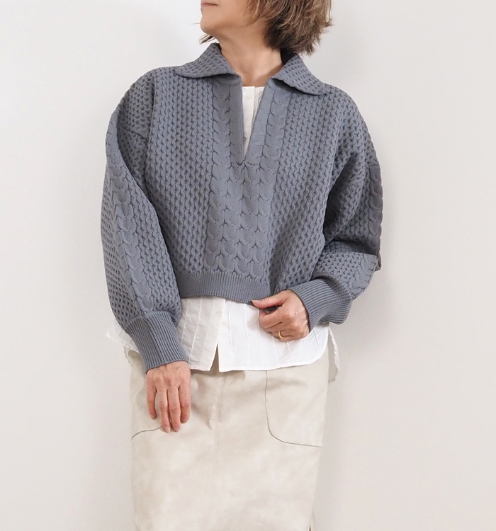 MANON（マノン） スキッパーケーブルニット 長袖 レディース mnn-kt