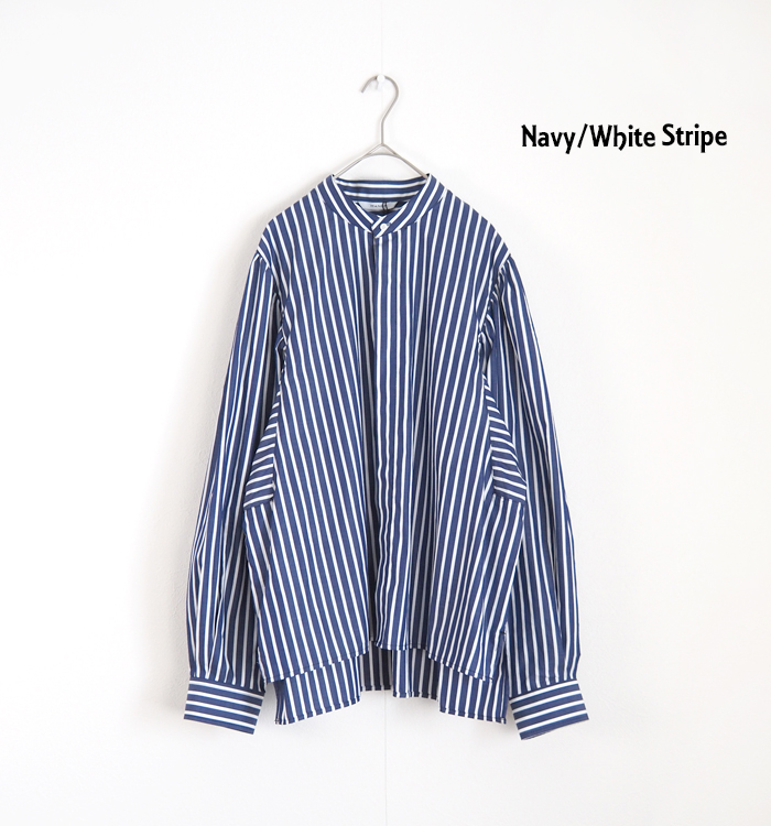 MANON（マノン） ギャザースリーブ バンドカラーシャツ レディース mnn