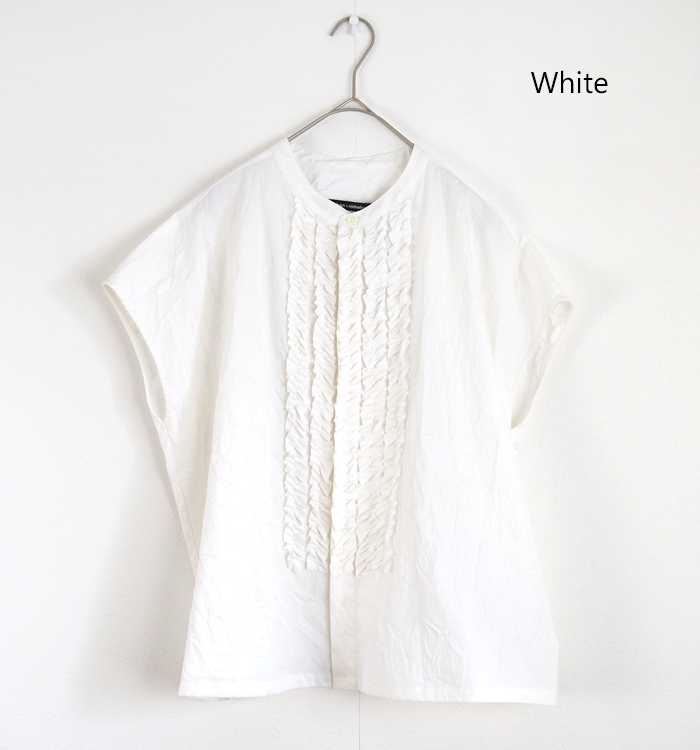 ニコルソンアンドニコルソン nicholson and nicholson シワ加工 フレンチスリーブフリルシャツ RAY-CC | nicolson&nicolson | 01