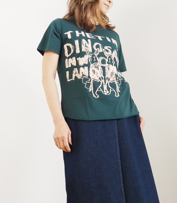 プリント半袖Tシャツ ラビットロゴパターン レディース tiny dinosaur タイニーダイナソー tiny dinosaur プリント半袖Tシャツ ラビットロゴパターン