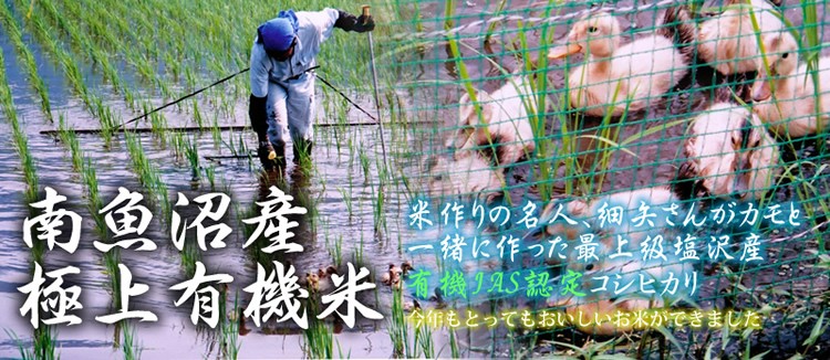 名人細矢さんがアイガモと作る最上級南魚沼産有機JASコシヒカリ新米
