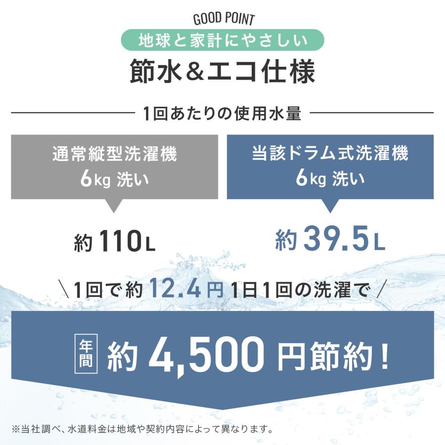 ドラム式洗濯機 6kg 高温徹底洗浄 乾燥なし 左開き 洗剤自動投入