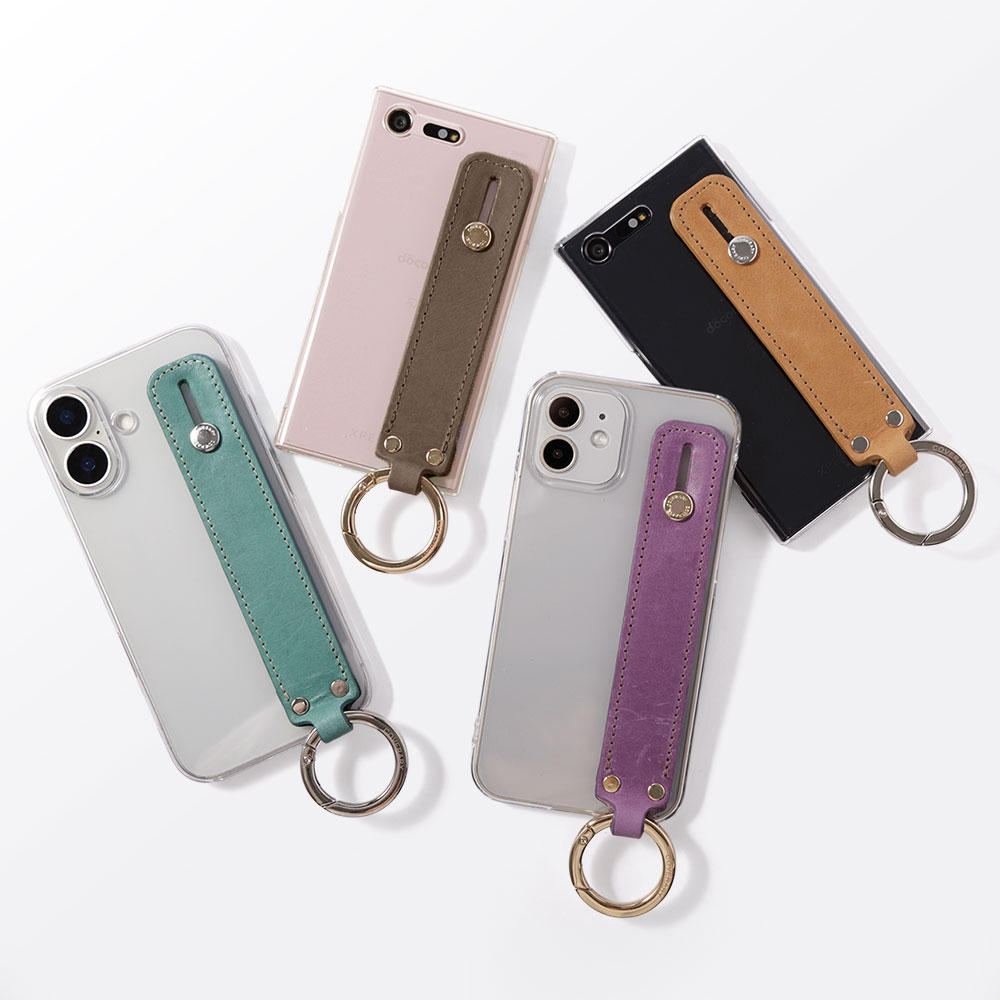 iPhone12 mini ケース レザー スマホケース ベルト リング付き クリア