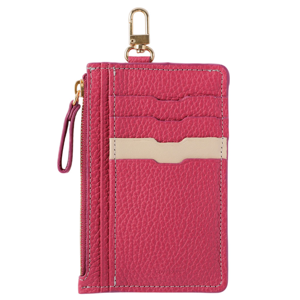 【ファミリア】カスタマイズ チャーム レザー ポーチ カラビナ レッド ピンク CIARA ポーチ 小物入れ カラビナ カラビナ付き 化粧ポーチ 持ち歩き