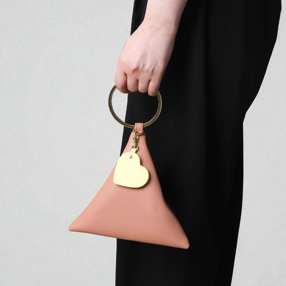 バッグチャーム 本革 鏡 ミラー ハート ニュアンス 花 フラワー