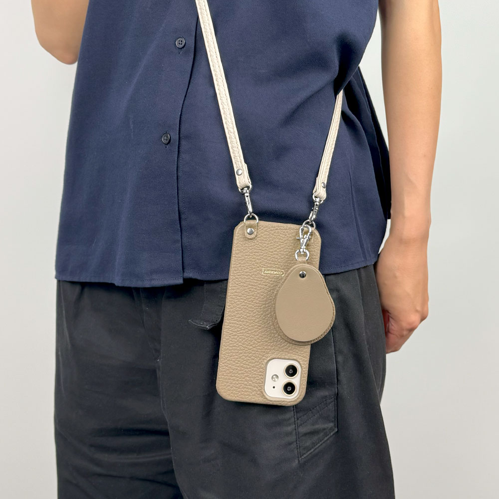 バッグチャーム 本革 鏡 ミラー ニュアンス キーホルダー イタリアン