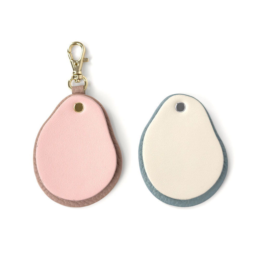 コンパクトミラー ステンレスミラー バッグチャーム 本革 鏡 ミラー