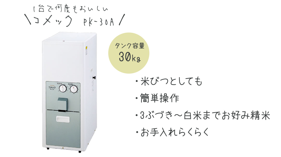 精米機 タイワ 家庭用精米機 PK-30A コメック(30kg入り) タイワ 家庭用