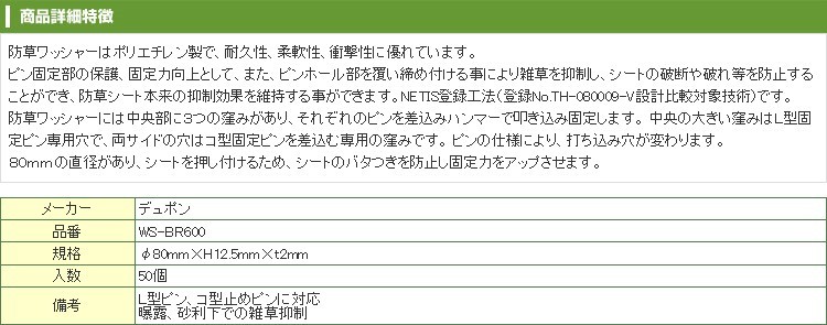 国際ブランド】 防草シート ザバーン 純正 防草ワッシャー グリーン 50個入 WS-GR GFワッシャー デュポン コ型止めピン Ｌ型止めピン に使用  discoversvg.com