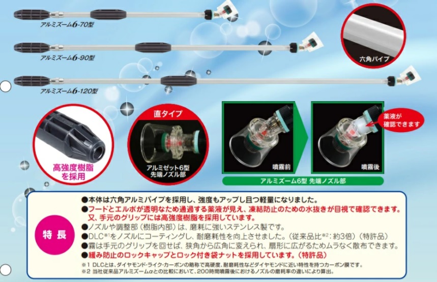 先端曲がりタイプ】ヤマホ工業 ズーム噴口 アルミズーム6-90型 : 農林