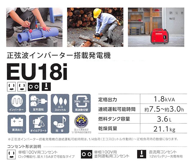 ホンダ 発電機 EU18iJN 正弦波インバーター搭載発電機 : eu18i : 農林・園芸・汎用機の店 アギラ - 通販 - Yahoo!ショッピング