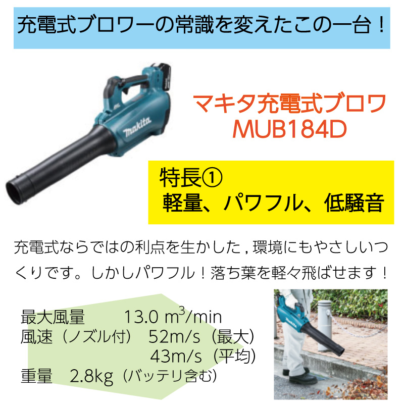 マキタ 充電式ブロワー MUB184DZ バッテリーと充電器なし 屋外掃除機