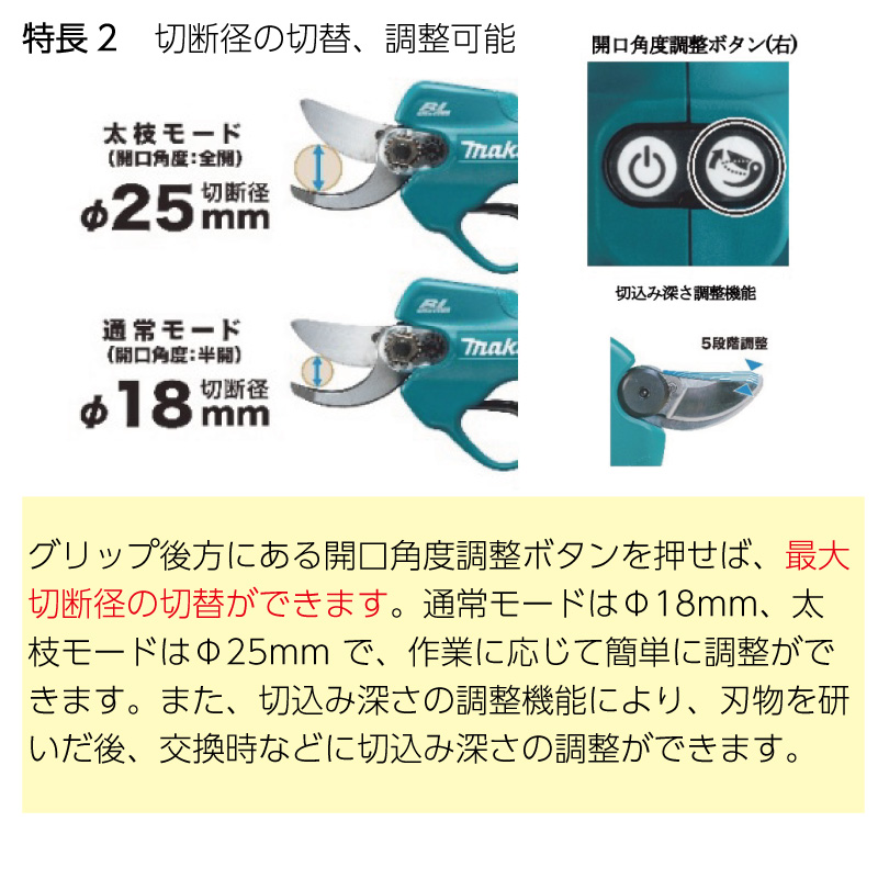 マキタ 充電式 せん定ハサミ UP100DSAX 10.8Vバッテリ2本・充電器