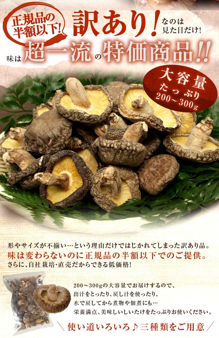 市場 干し椎茸 乾燥椎茸 国産 170〜200g 原木栽培 しいたけ 干ししいたけ 原木 訳あり 椎茸