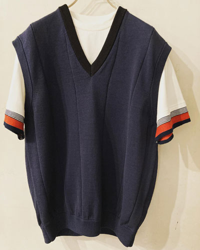 COOHEM コーヘン GIMA COTTON KNIT VEST ニット ベスト Vネック L