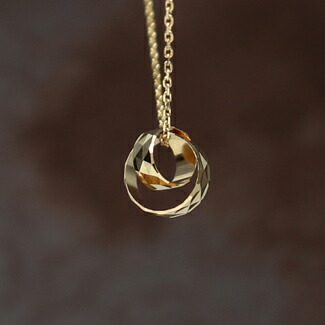 K18 ツインカットフープペンダント YG WG イエローゴールド ホワイト