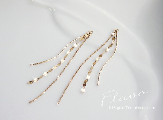 K18WG　チャーム付き2wayピアス 2way！k18wg ダイヤモンドピアス