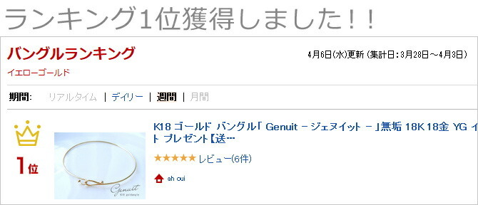 大人の華奢ゴールド Genuit K18バングル 14cm／18金 ジェヌイット 楽天市場】K18 ゴールド バングル「 Genuit - ジェヌイット