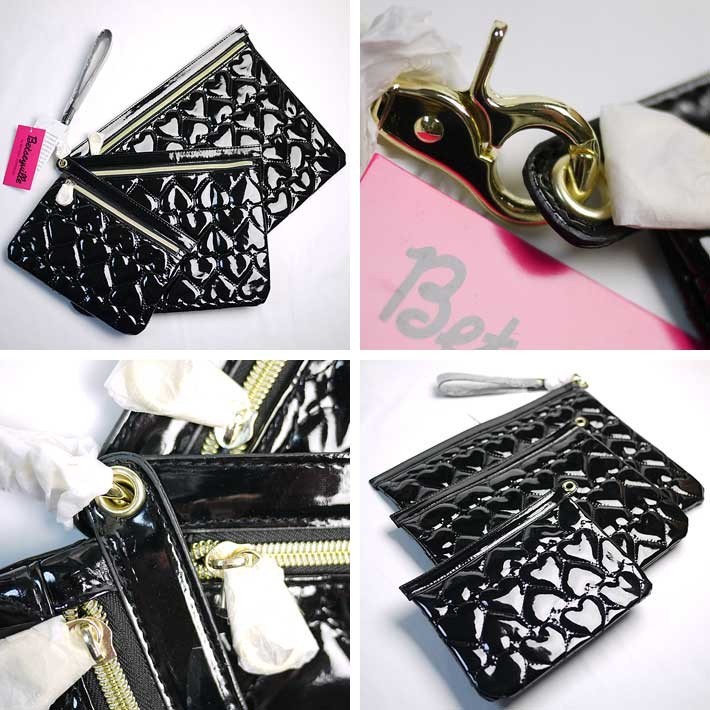 【ポーチ3セットハート柄/黒】ベッツィージョンソン9033 Betsey Johnson ベッツィージョンソン ポーチ レディース 3