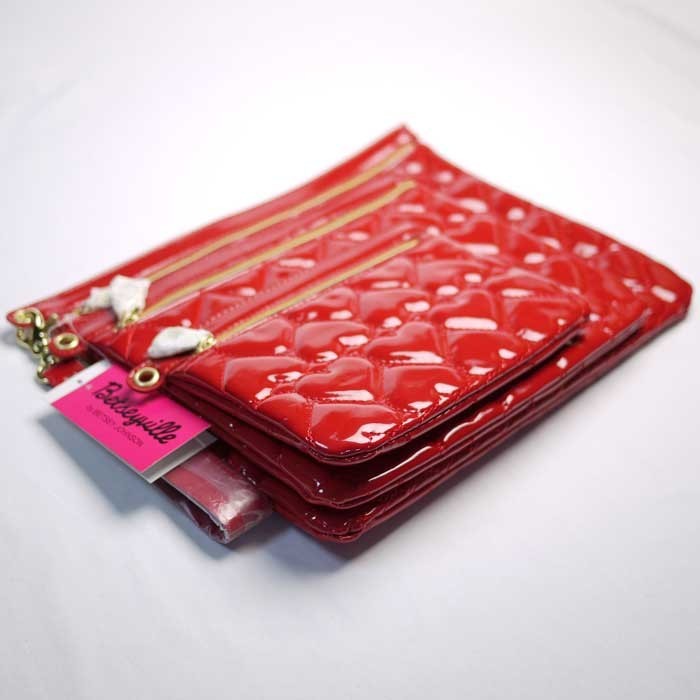 【ポーチ3セットハート柄/赤】ベッツィージョンソン9034 Betsey Betsey Johnson ベッツィージョンソン ポーチ レディース 3