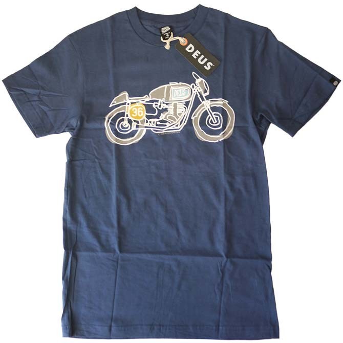 デウス Tシャツ メンズ デウスエクスマキナ 半袖 オートバイ ブルー 青