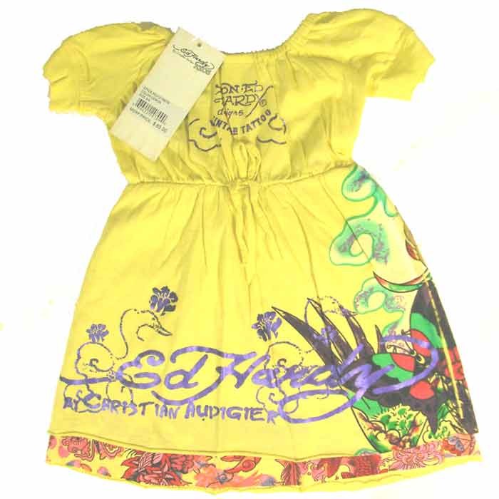新品エドハーディーワンピース Lサイズ Ed Hardy エドハーディー ワンピース 女の子 2-7才 半袖 ドレス