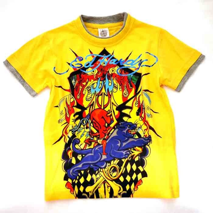 【美品】ED HARDYエドハーディ ベイビーデビル ダメージドタンクトップ黄色 ed0104b.jpg