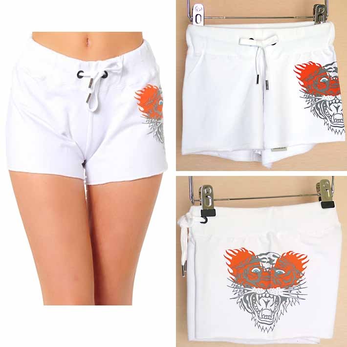Ed Hardy（エド・ハーディー） ホットパンツ レディース タイガー/白
