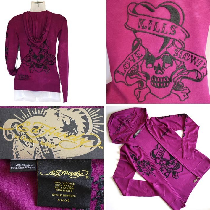 Ed Hardy エドハーディー ニットフーディ レディース ラブキル