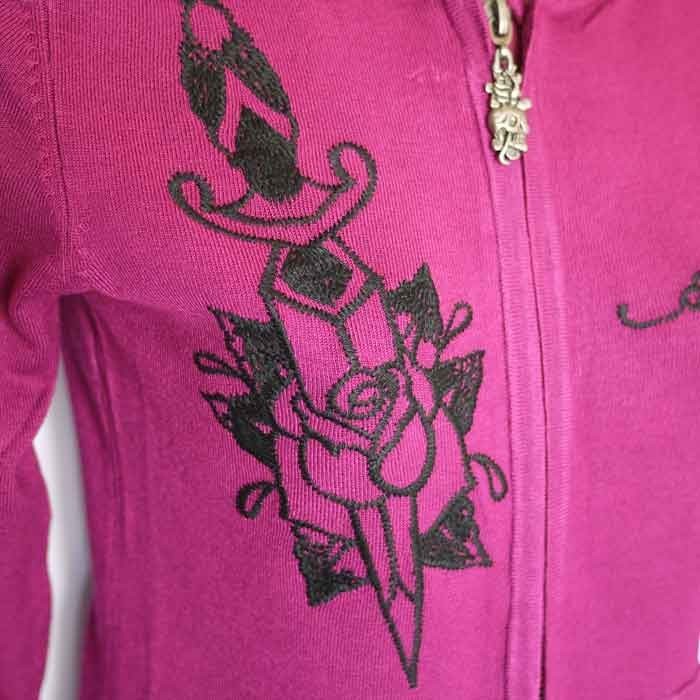 Ed Hardy（エド・ハーディー） ニットフーディ レディース ラブキル/紫