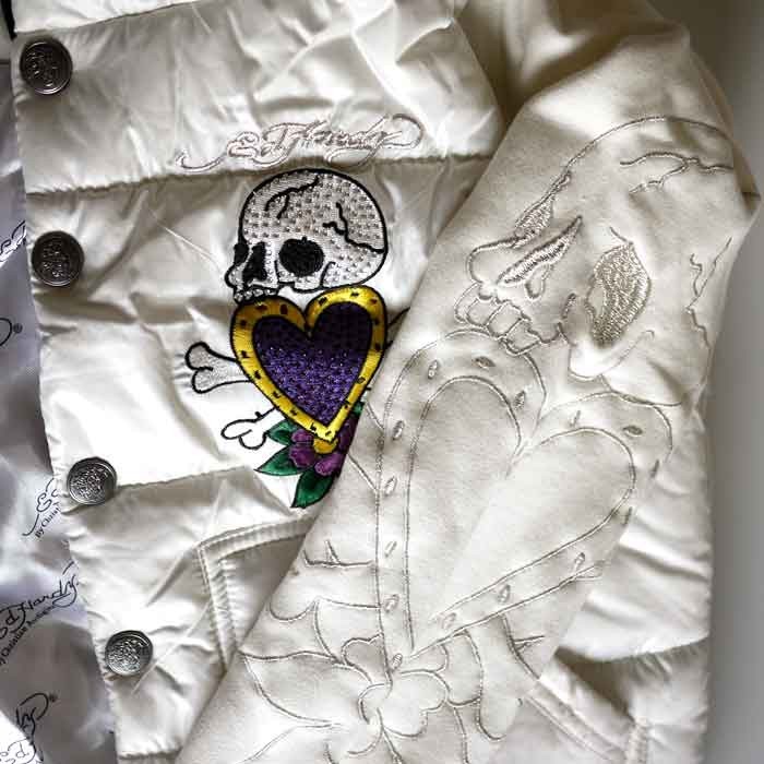 Ed Hardy ホワイトダウンジャケット XS Amazon | [エドハーディー] レディース ラブキル ラインストーン