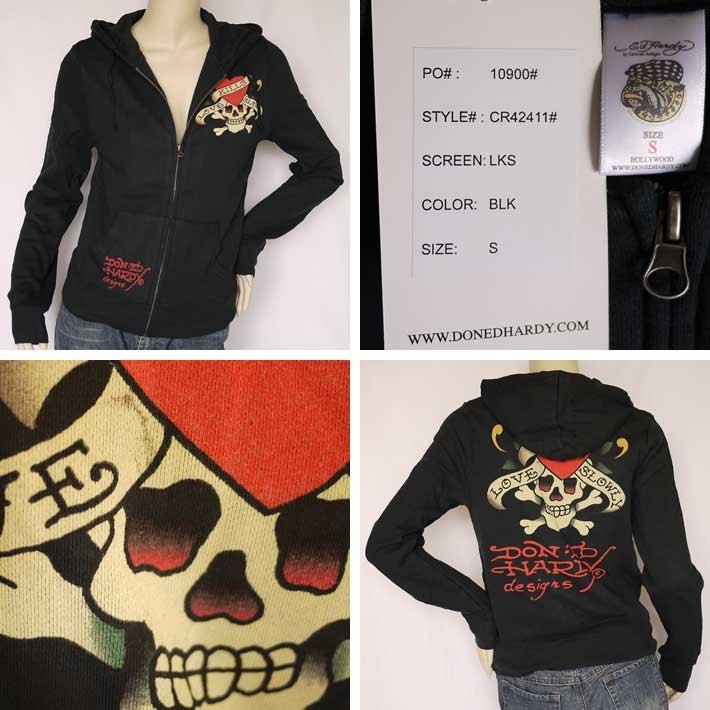 Ed Hardy 黒 フード付きパーカー Ed Hardy 黒 フード付きパーカー
