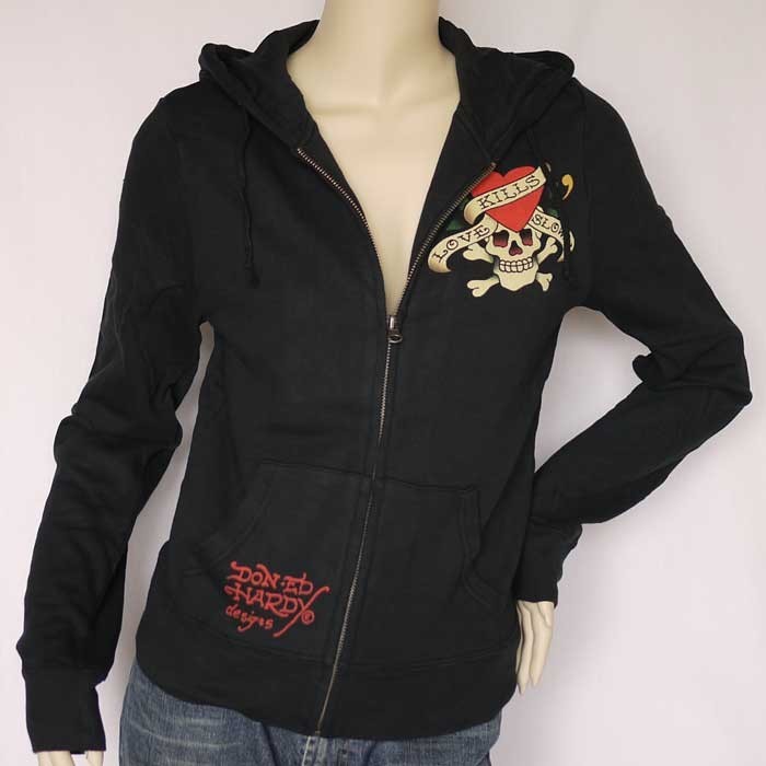 Ed Hardy エドハーディー フードパーカー レディース ラブキル