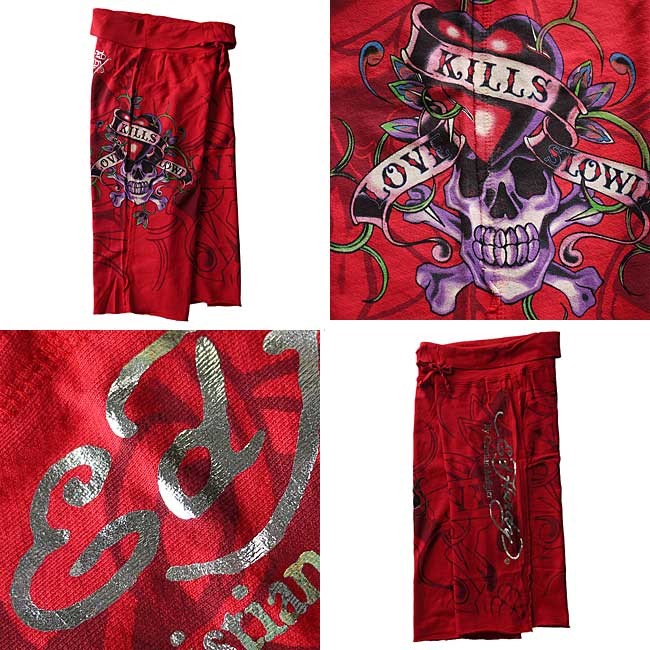 Ed Hardy エドハーディー スウェットパンツ 女性用 赤 Ed Hardy エドハーディー カプリパンツ レディース EDHARDY USA