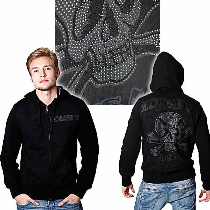 Ed Hardy パーカー ラインストーン Mサイズ　ペアルック ed hardy エドハーディー Y2K 00s ラインストーン ジップ