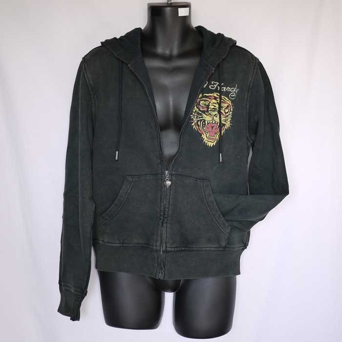 Ed Hardy（エド・ハーディー） パーカー メンズ 虎鷹コラージュ/黒