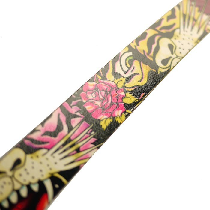 エドハ－デイ－レディースベルト Ed Hardy（エド・ハーディー） ベルト レディース 本革 虎&薔薇/黒
