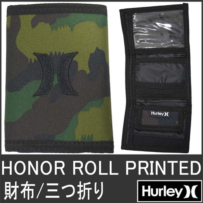 Hurley（ハーレー） 財布 三つ折り ウォレット 小銭 ブラック/グリーン