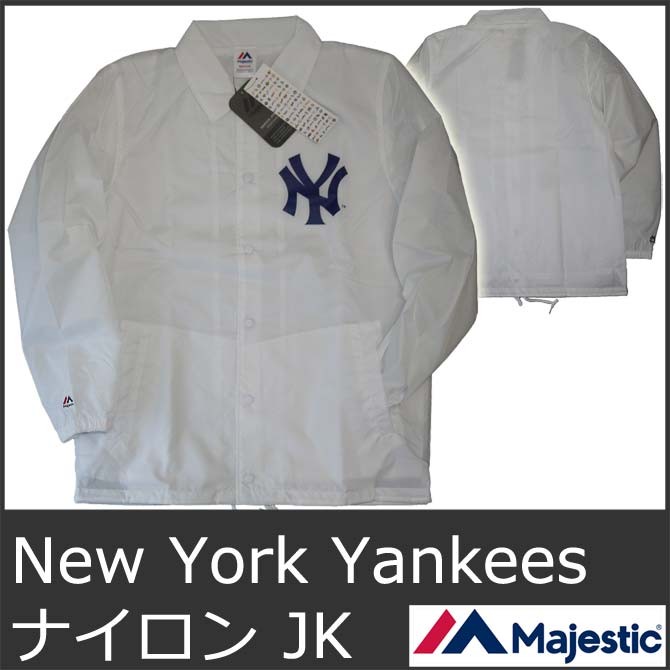 MLB MAJESTIC ニューヨークヤンキース　ナイロンジャケット　刺繍ロゴ MAJESTIC（マジェスティック） ニューヨーク ヤンキース フード付