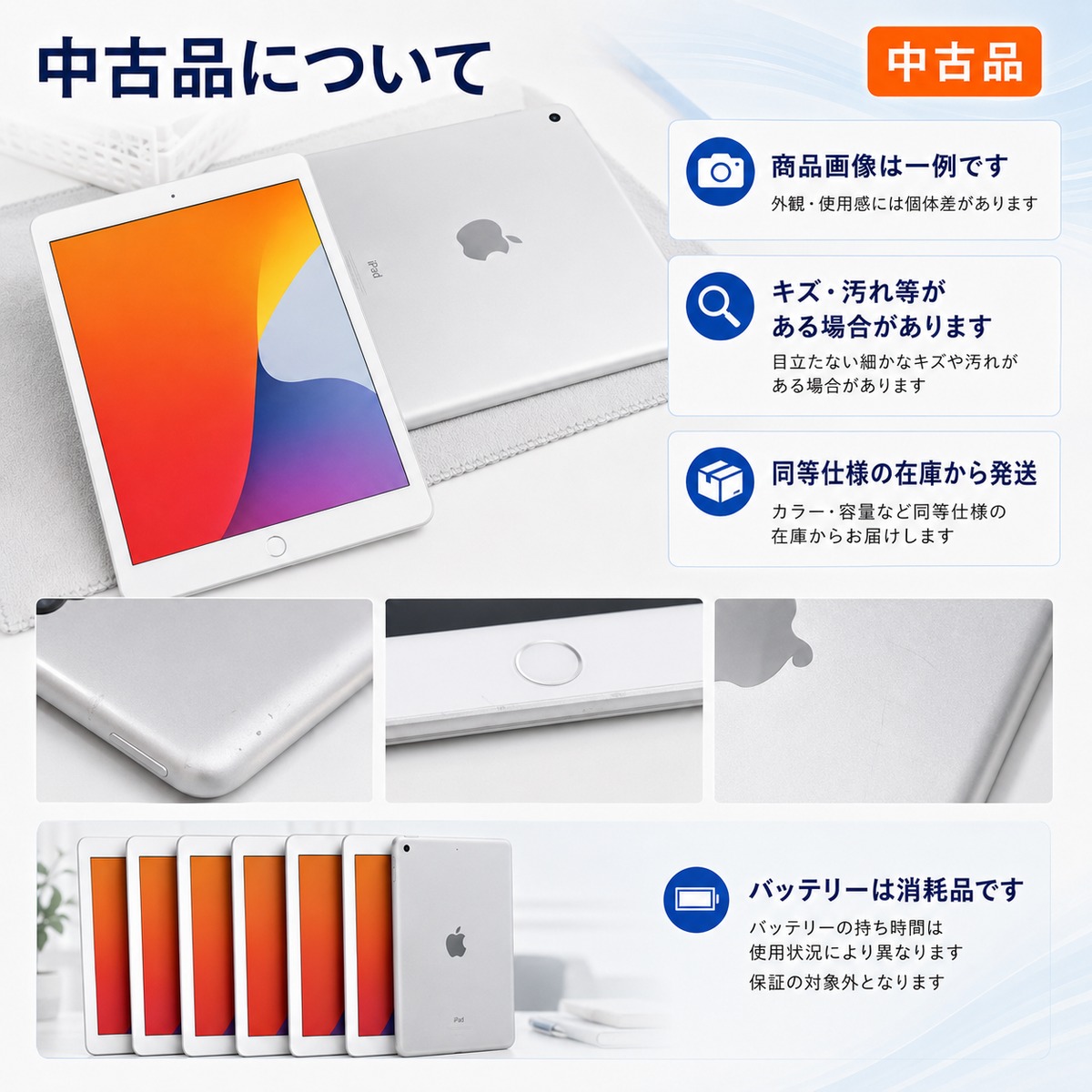 Apple 中古 Apple iPad 7th Gen 128GB Wi-Fi Silver Used