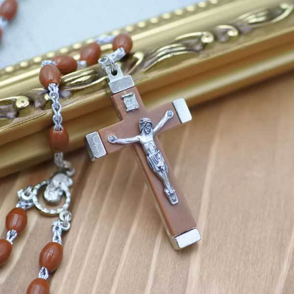ロザリオ ネックレス ジーザスクロス 十字架 全3色 ブラック ホワイト