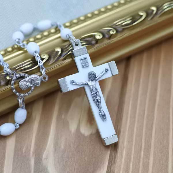 ロザリオ ネックレス ジーザスクロス 十字架 全3色 ブラック ホワイト