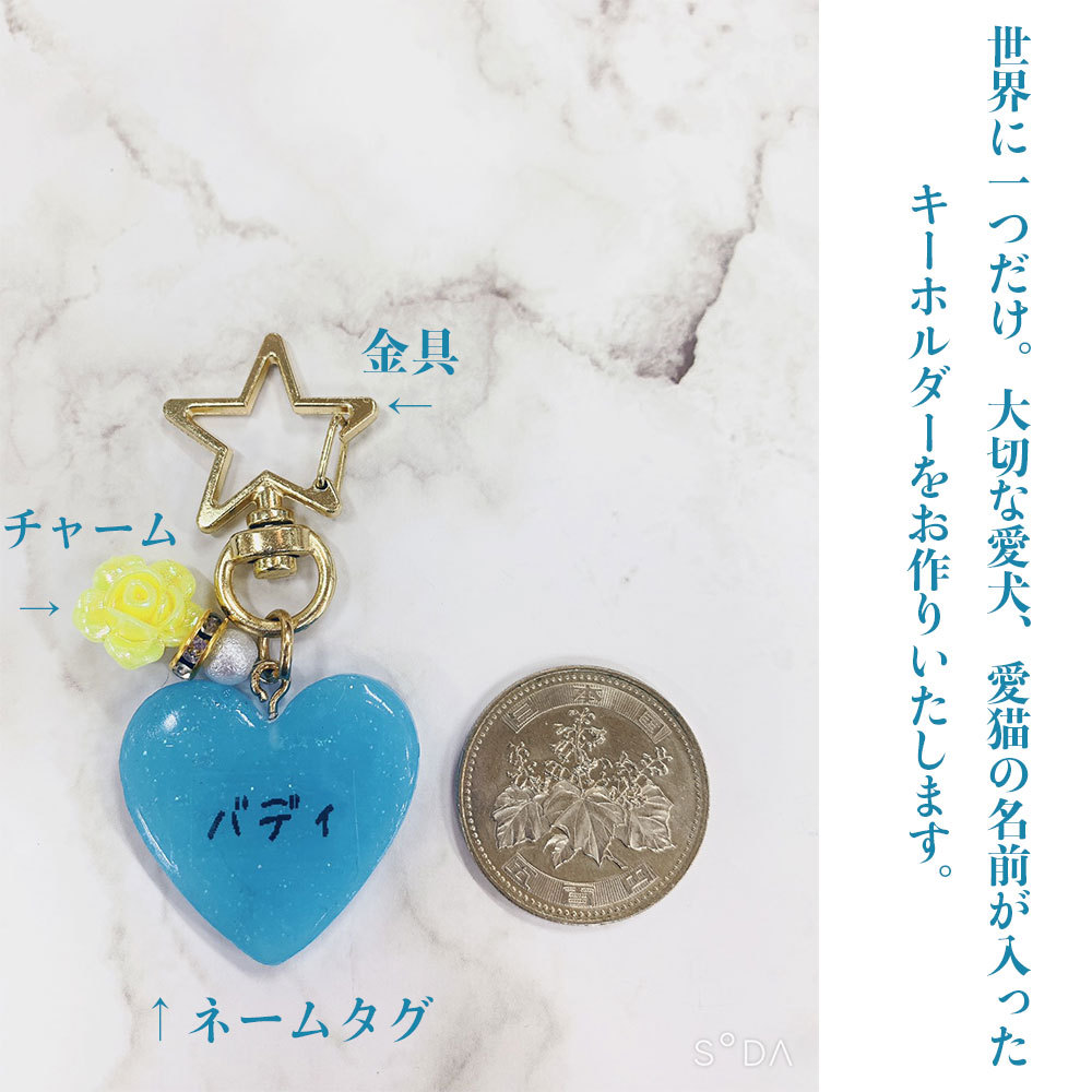 ペット用 レジン ハンドメイドキーホルダー 名前札 ネーム